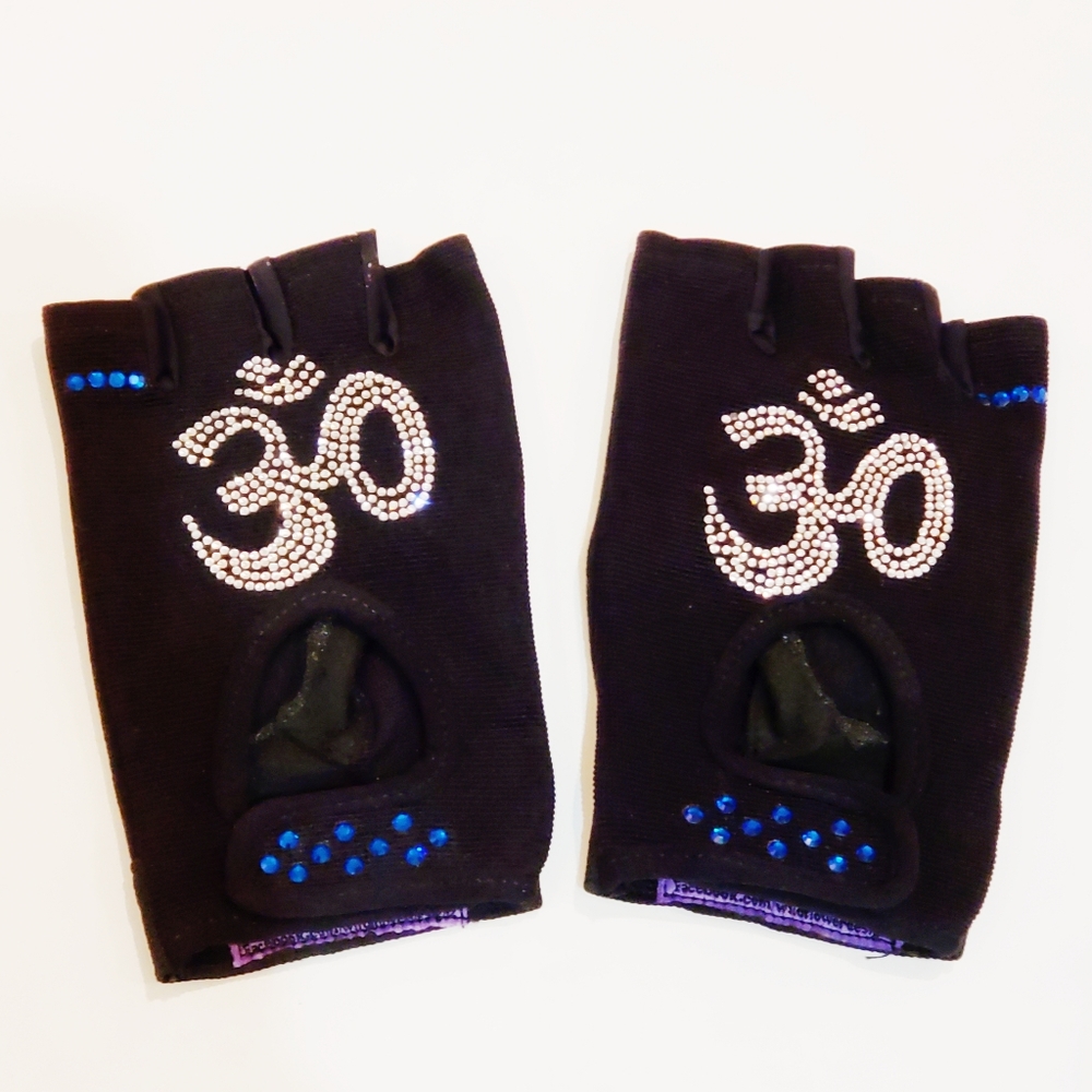 NWT SWAROVSKI EMBELLISHED OM🕉️ EXERCISE WORKOUT GLOVES, LG